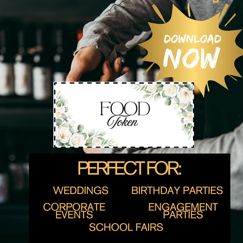 Helper Food Token Printable Food Tokens: Party, Wedding, Event Coupons (digital PDF ...