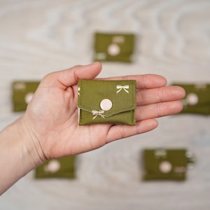 Handmade Mini Pouch –Matcha Green with Bow