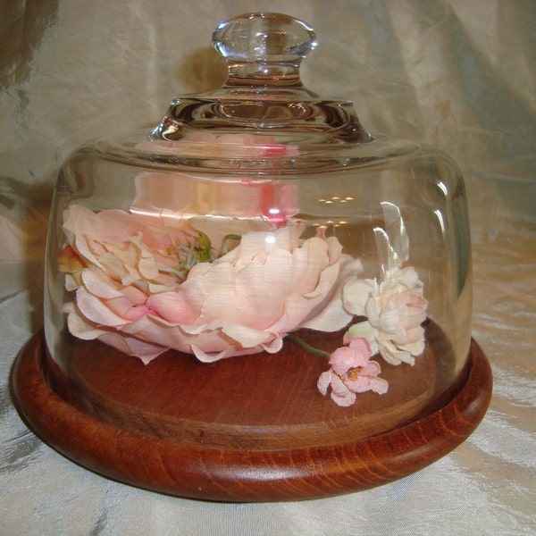 Cloche with Teak Wood Base