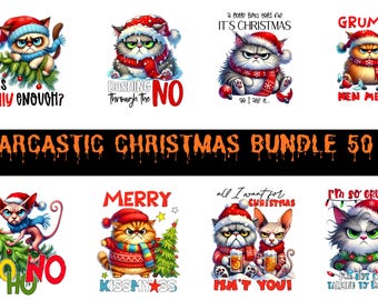 Christmas Cat Png Bundle, Holiday Designs, Cat Quotes, Cat Shirt, Christmas Pet, Sarcastic Png, Christmas Cliparts, Digital Download