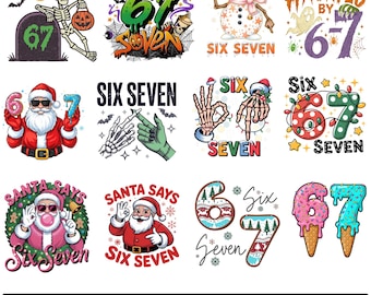 Sechs Sieben Meme PNG-Bundle, Gen Alpha Slang Designs (Digitaler Download)