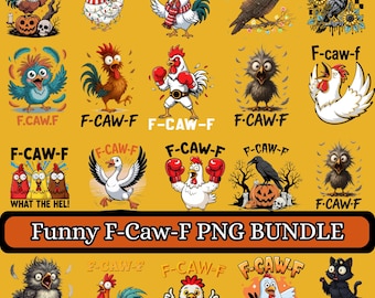 90点以上 トレンド おもしろい F-Caw-F チキン バンドル PNG｜叫ぶチキン 面白い PNG ミーム｜農場動物 PNG｜F-Caw-F ミーム｜雄鶏 ミーム