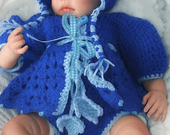 Baby Kleid Häkelmuster mit Kapuze | Neugeborenes zu Säugling (PDF)