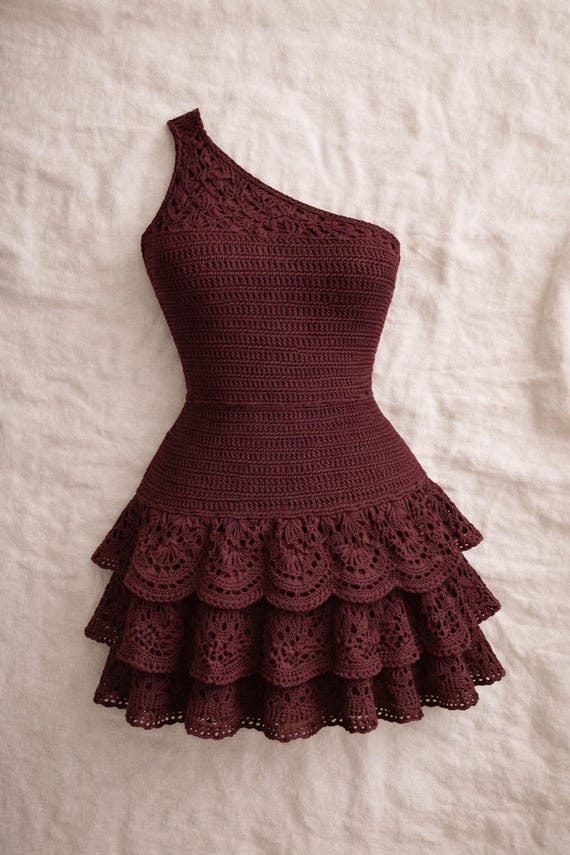 tiered crochet dress Smocked Tiered Crochet Dress Medium / Red