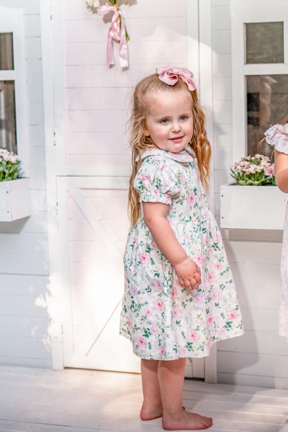 Girls Floral Collar Dress