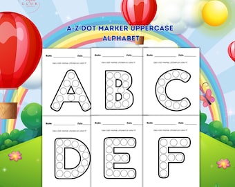A-Z Dot Marker Activity for Toddler and Preschool, Uppercase Alphabet Coloring Pages (Printable Workbook)