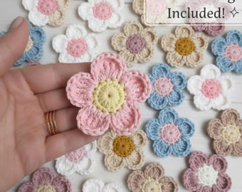 Pattern crochet pattern, flower crochet pattern, flower crochet pattern, flower crochet pattern in format pdf pattern in english