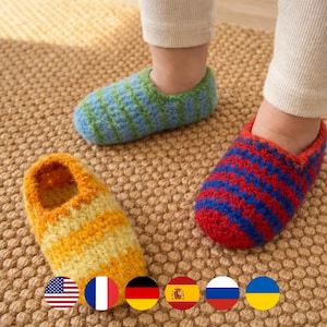 Kinder Strickanleitung, gehäkelte Hausschuhe, PDF Anleitung, gefilzte Wolle Sailor Pantoffel für Kinder, Strickanleitung