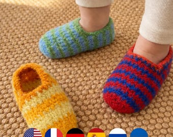 Easy Crochet slippers Kids PDF Pattern, Felted wool Sailor Slipper style for Kids, Baby slippers pattern