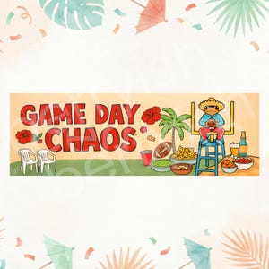 Benito Game Day Banner Vorlage | Lateinischer Fußball Party Dekoration | Bearbeitbares Canva Banner | Touchdown Party Hintergrund | Armbanduhr Partydekoration