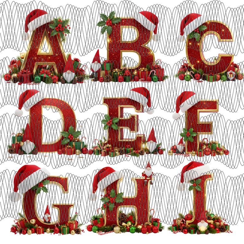 Alfabeto navideño PNG, Letras navideñas, Gnomo navideño, Letras ...