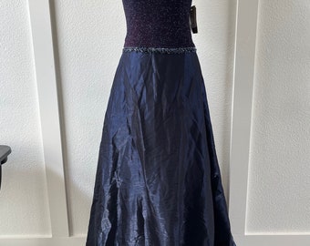 Vintage Scott Jessica McClintock Strapless Dress Sweetheart Neckline Tea Length Blue Size 6 New With Tags