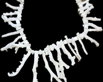 White Coral Branch Necklace 14K Gold Filled Clasp 1 15/16" Longest Coral