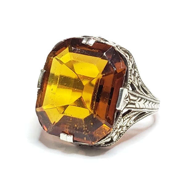 Ostby Barton Ring OB Womens Sterling Golden Topaz Glass Ring