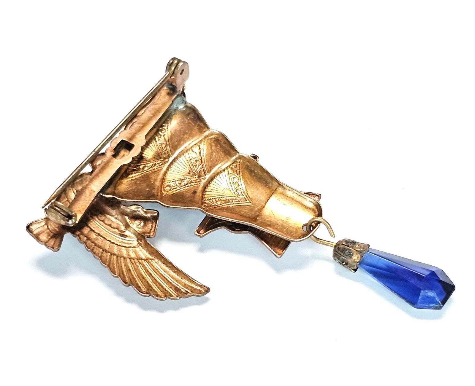 Neiger Brothers Egyptian 1920s Brooch | Jennifer Gibson  Art Deco Egyptian Revival Brooch, 2 5/16\