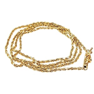 14k Gold Rope Necklace - Vintage Fine Chain, 18.5 Inch