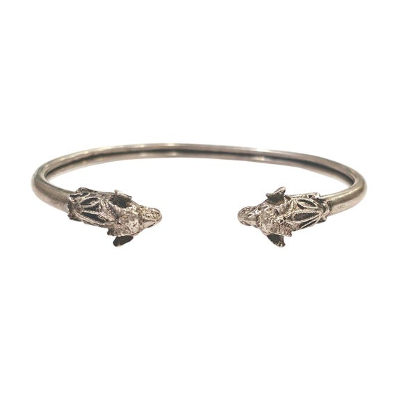 Sterling Silver Double-Headed Ram Cuff Bracelet, … - image 2