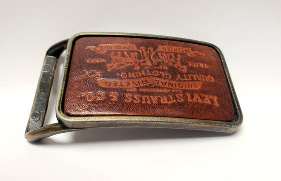 Vintage Levis Strauss Leather Buckle Brass Metal … - image 4