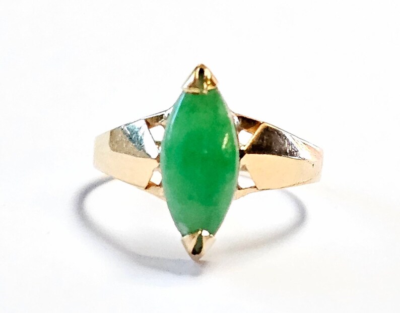 Bague en jade 18 carats, jadéite vert pomme, jade, bague pour femme, taille 4,25 image 2