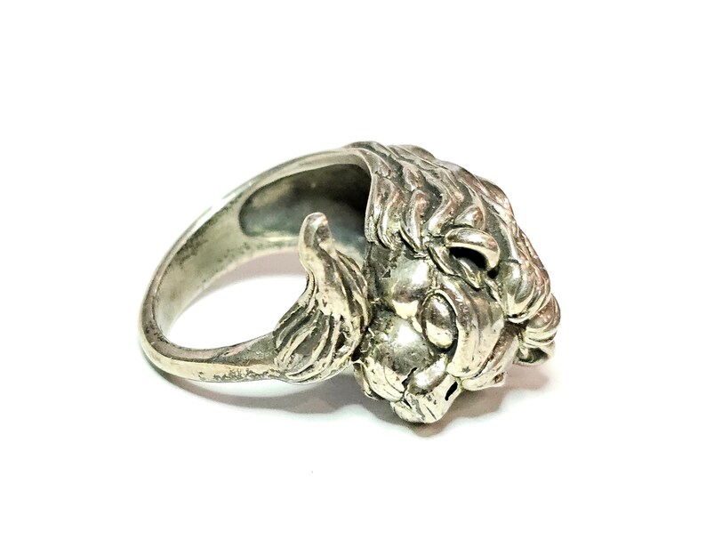 Lion Ring Vintage Kabana Sterling King Lion Ring Size 6.25 image 3