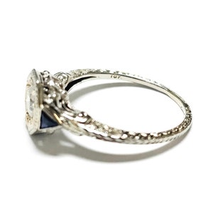 18K Art Deco Diamond & Sapphire Ring 1/2 CT ca 1920-30s Size 6.25 image 5