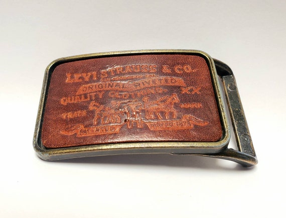 Vintage Levis Strauss Leather Buckle Brass Metal … - image 3