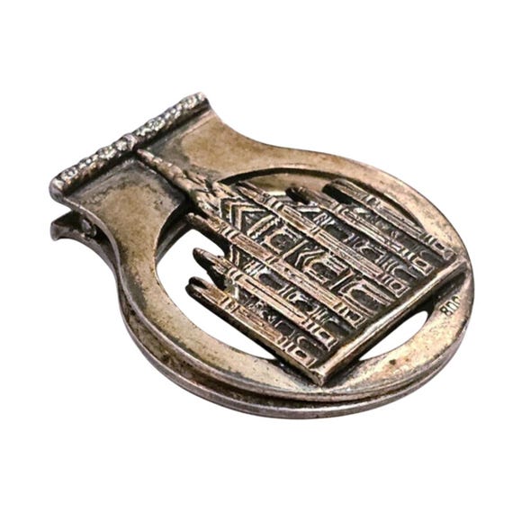 小物 vintage silver800 money clip Vintage Italian 800 Silver Money Clip With Cathedral Motif