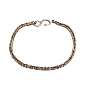 Vintage Sterling Silver Foxtail Chain Bracelet with Hook Clasp Size 6 3/4