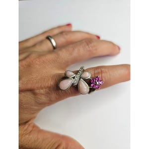 Peruvian Opal Butterfly Ring Sterling Silver BBK - Size 6.5