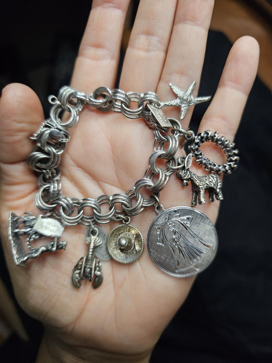 ヴィンテージ スターリングシルバー チャームブレスレット - Bells