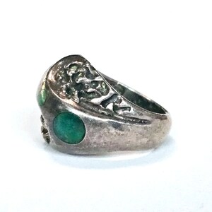 Malachite Sterling Ring Abstract Modernist Mexico Mateo Ring Size 9 ca 1960s image 6