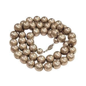 Bold Sterling Silver Bead Necklace | 26" Long, 12mm Beads