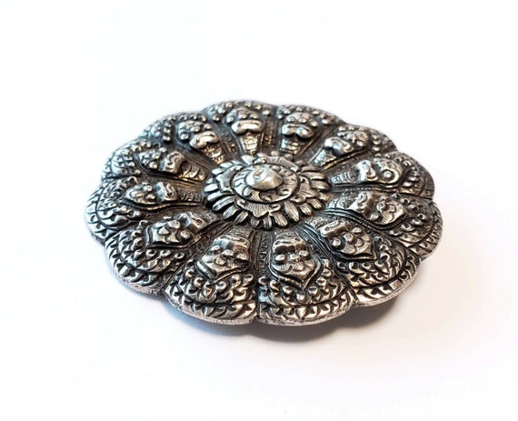 Antique French Indochina Silver Brooch 1920-40s R… - image 3