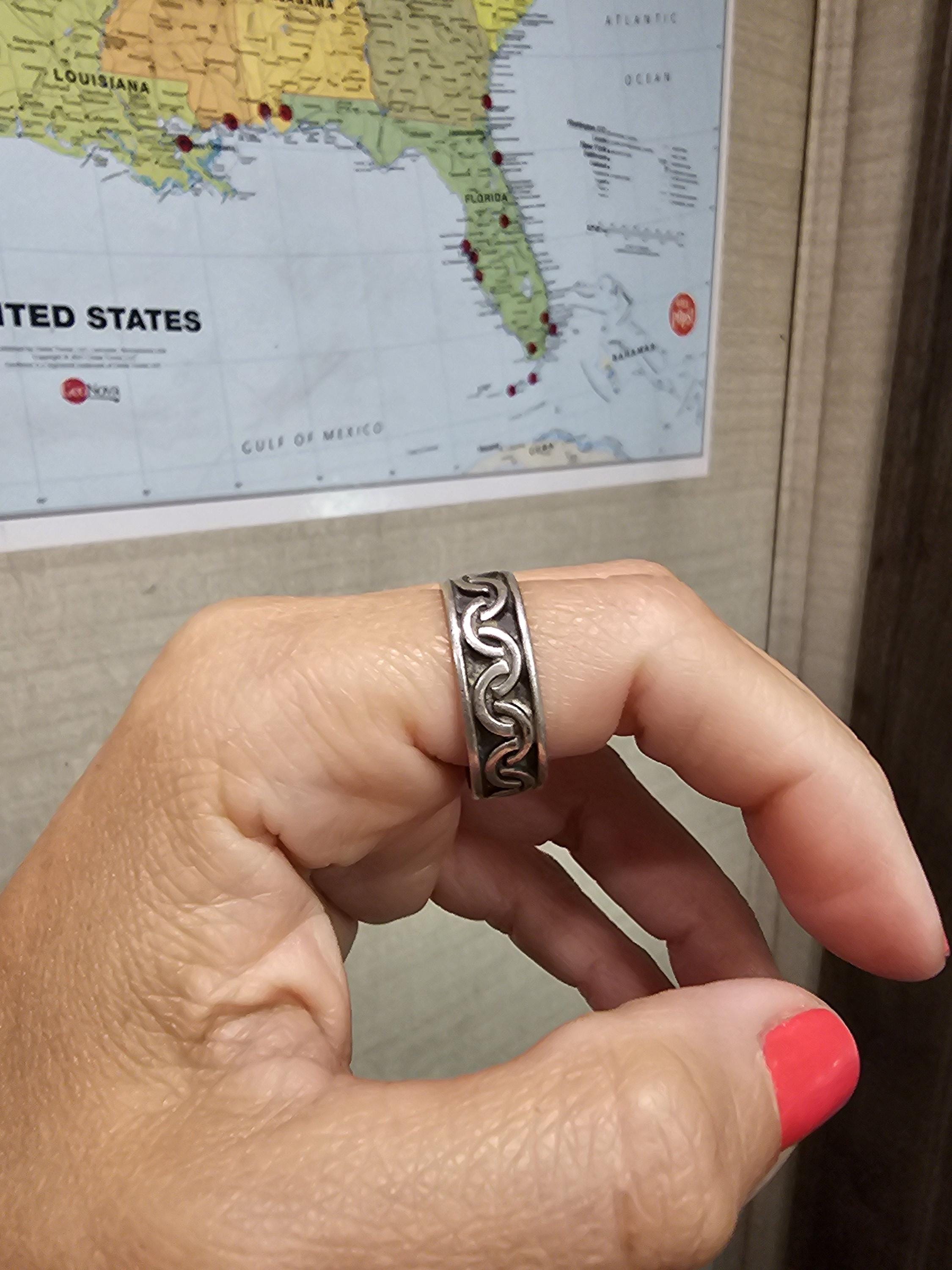 Vintage Mexican Sterling Silver Ring, Chain Link Design