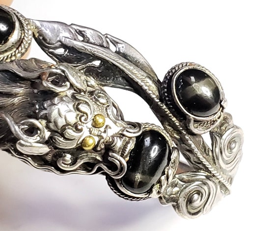 Nepalese Zeeba Serpent Bracelet Black Diopside St… - image 5