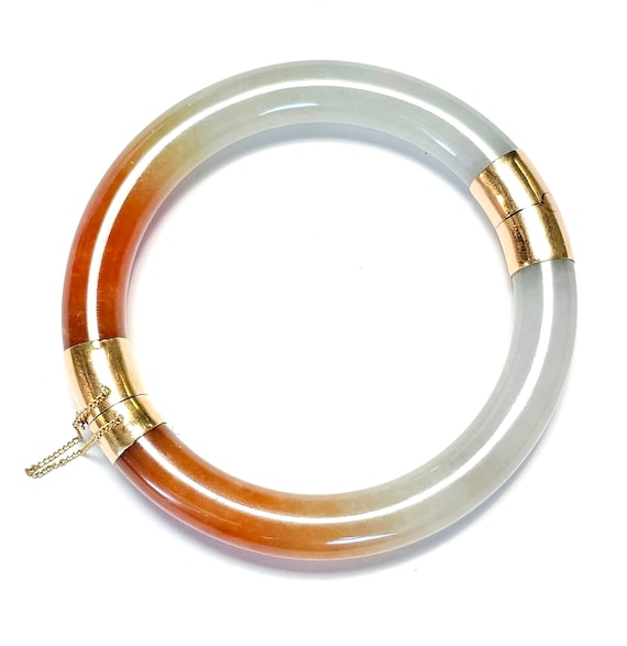 14K Jade Bangle Feu Cui Yu Type A Red Jadeite Jad… - image 3