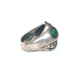 Malachite Sterling Ring Abstract Modernist Mexico Mateo Ring Size 9 ca 1960s image 5