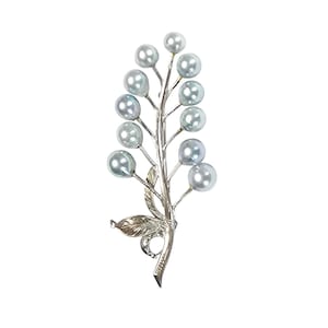 Broche en perles de culture d&#39;Akoya du Japon en argent sterling bleu vif, nuances de rose
