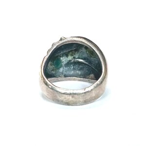 Malachite Sterling Ring Abstract Modernist Mexico Mateo Ring Size 9 ca 1960s image 4