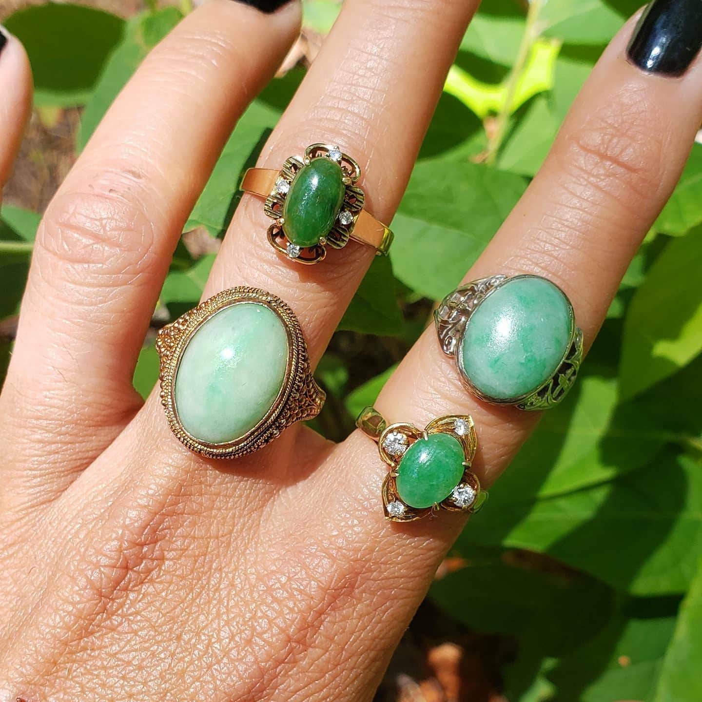 Anillo De Jade Verde BXSMNH Anillos De Jade Verde Genuino Para