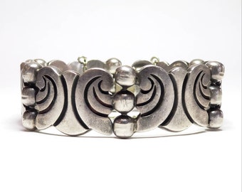 Wave Bracelet Vintage Taxco H Arriaca Sterling Bracelet Handmade ca 1930s