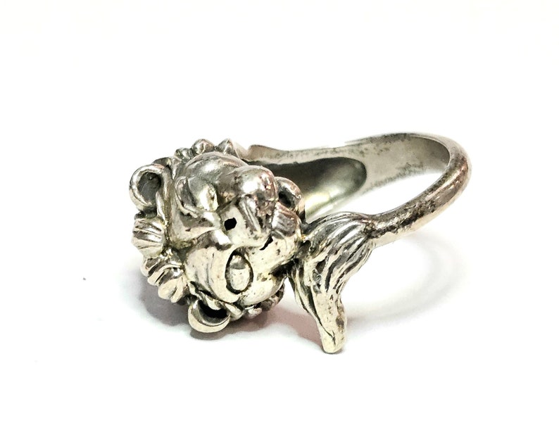 Lion Ring Vintage Kabana Sterling King Lion Ring Size 6.25 image 2