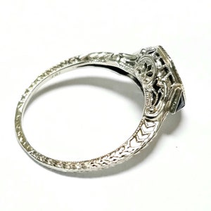 18K Art Deco Diamond & Sapphire Ring 1/2 CT ca 1920-30s Size 6.25 image 4