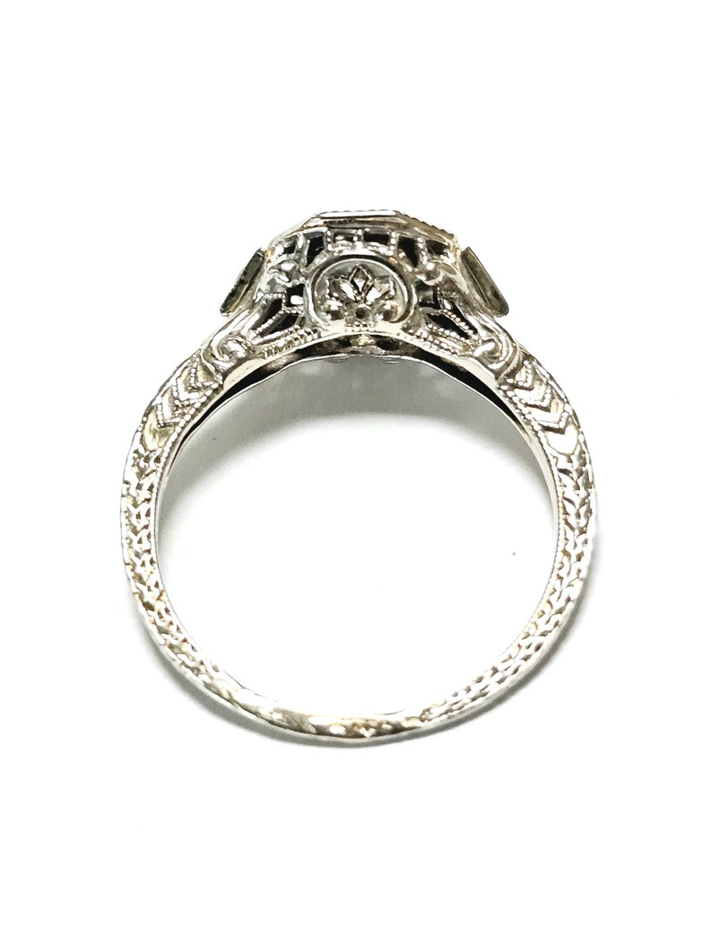 18K Art Deco Diamond & Sapphire Ring 1/2 CT ca 1920-30s Size 6.25 image 6