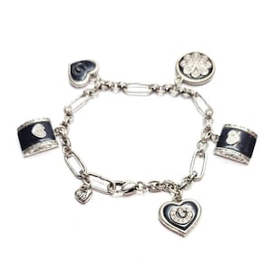 Brighton Charm Bracelet Sterling Silver Tone with Enamel & Crystal Accents