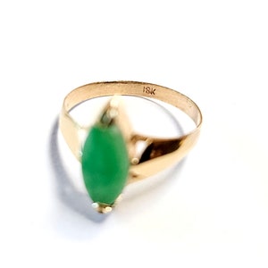 Bague en jade 18 carats, jadéite vert pomme, jade, bague pour femme, taille 4,25 image 6