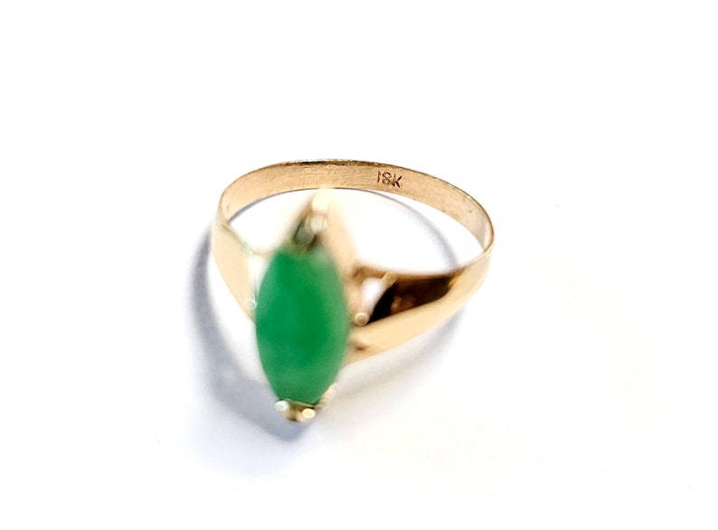 Bague en jade 18 carats, jadéite vert pomme, jade, bague pour femme, taille 4,25 image 6