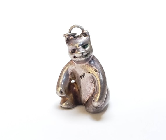 Hand Painted Porcelain Polar Bear Cub Necklace Antique Bronze Chain Ceramic