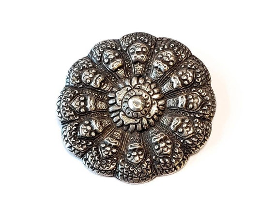 Antique French Indochina Silver Brooch 1920-40s R… - image 2