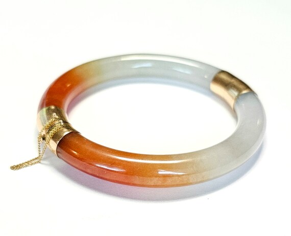 14K Jade Bangle Feu Cui Yu Type A Red Jadeite Jad… - image 4